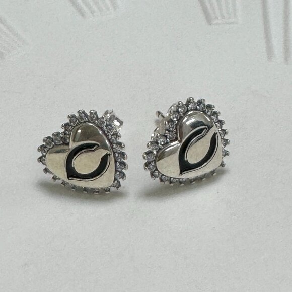 MLB Football Chicago Bears Sports Earrings S925 Sterling Silver Stud Earrings - Picture 1 of 3